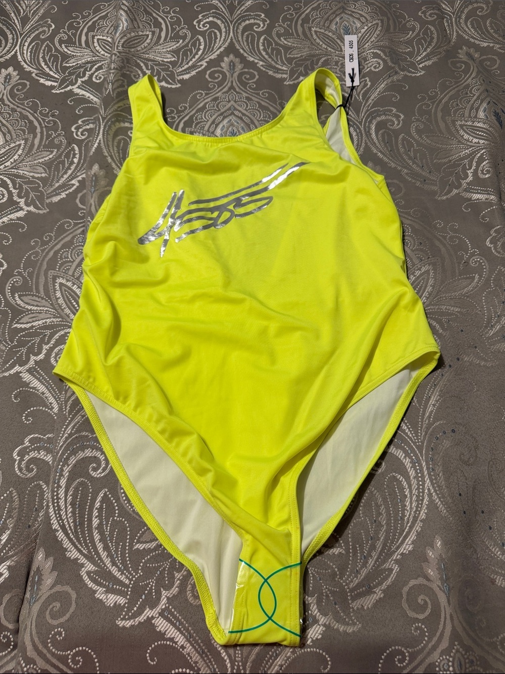 ASOS Neon Yellow Swimsuit with Silver Accent